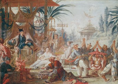 Chinoiseries: Danza China (estudio preparatorio para un tapiz), c.1742 de François Boucher